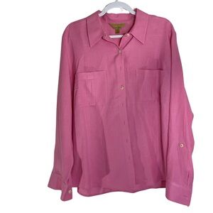 Investments Gold Label 100% Hemp Pink Blouse Sz 18W Long Sleeve